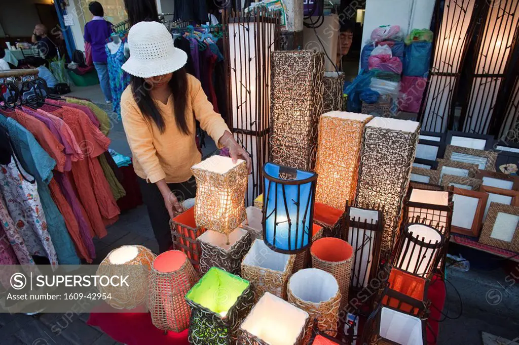 Thailand, Chiang Mai, Sunday Street Market, Lampshade Vendors Stall