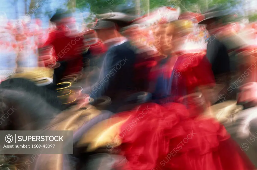Spain, Andalucia, Jerez Horse Fair, People in Traditional Costume
