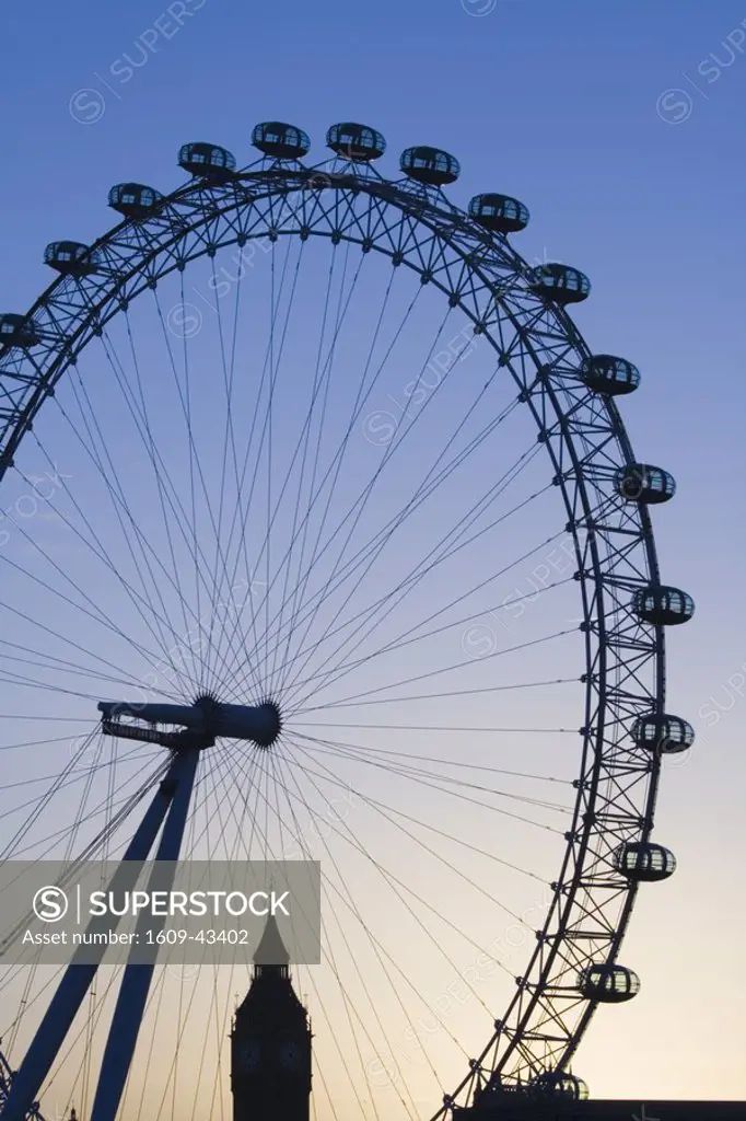 Big Ben & Millennium Wheel, South Bank, London, England