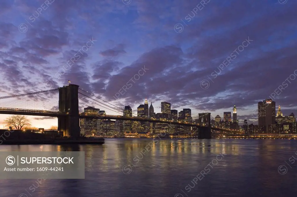 Manhattan Skyline and Brooklyn Bridge, New York City, USA