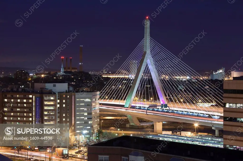 USA, Massachusetts, Boston, Leonard Zakim Bridge, Rt. 93