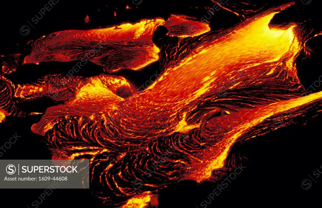 Lava flowing from Kilauea Volcano, Volcanoes National Park, Big Island, Hawaii, USA