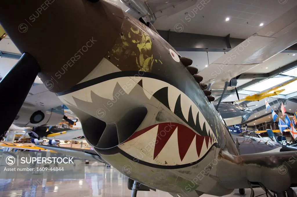 USA, Florida, Florida Panhandle, Pensacola, National Naval Aviation Museum, NAS Pensacola, WW2_era P_40 Tiger Shark fighter aircraft