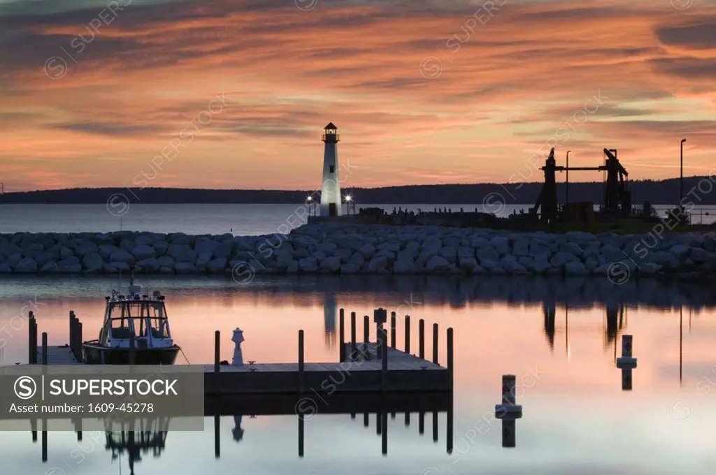 St Ignace Lighthouse on Lake Huron, Upper Peninsula, Michigan, USA