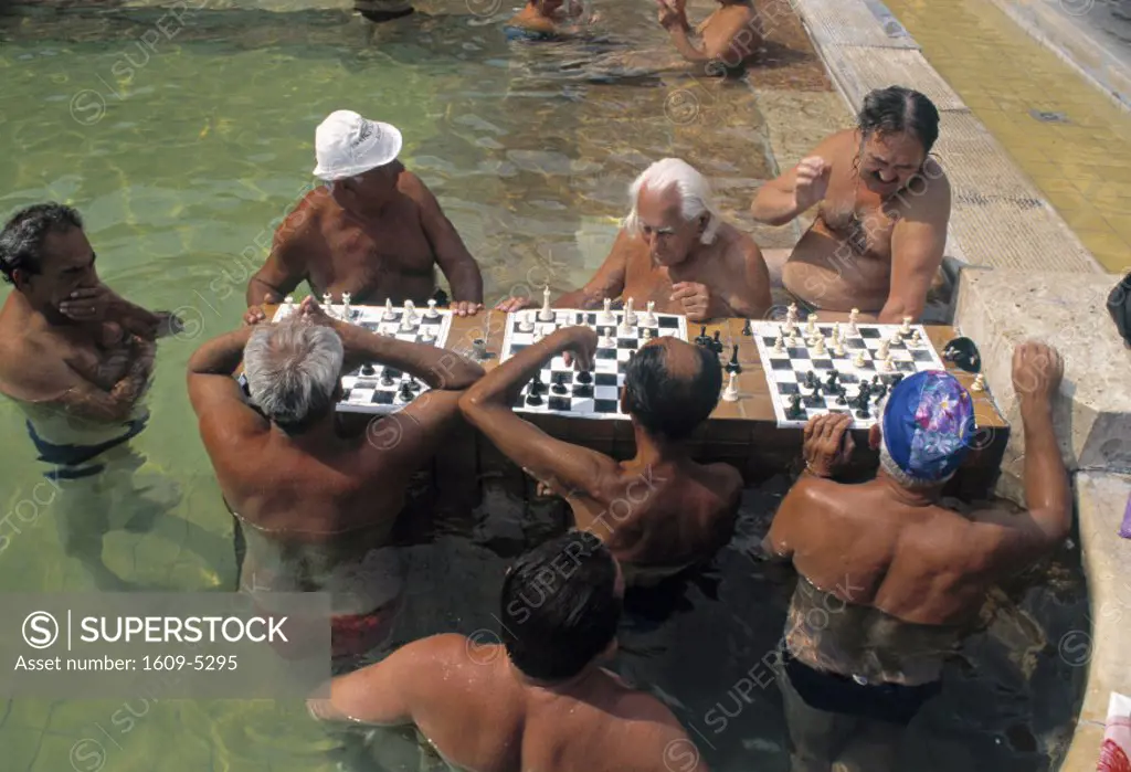 Men playing chess in Thermal Baths, Budapest, Hungary