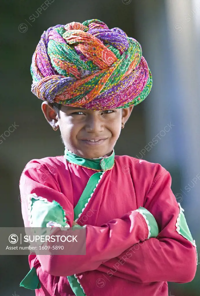 Young Boy in Rajasthani clothes, Jaipur, Rajasthan, India
