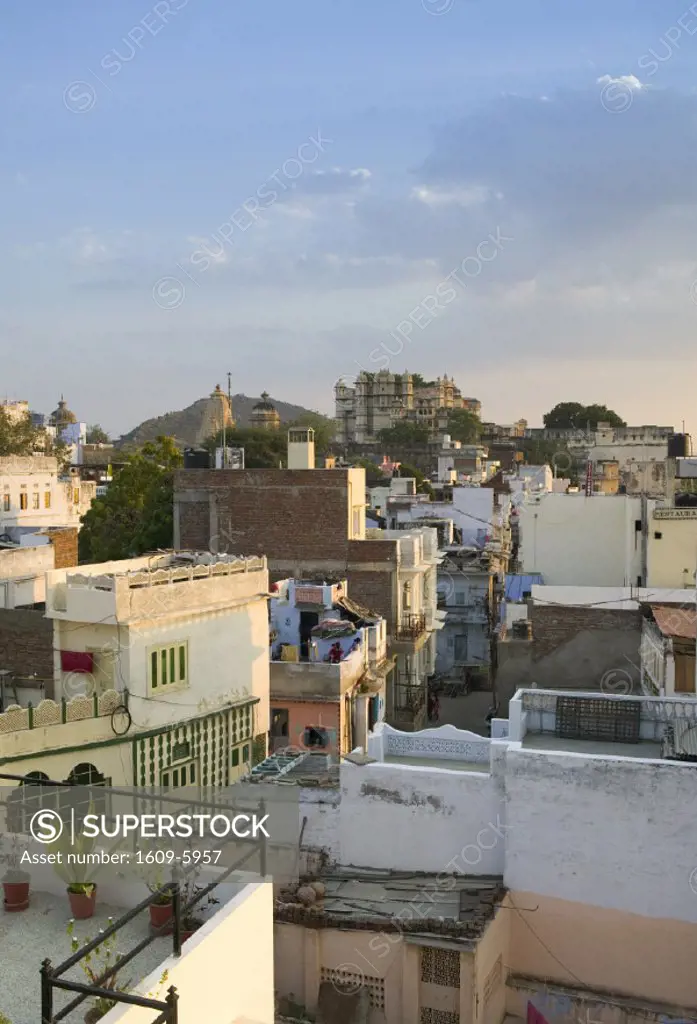 City centre and City Palace, Udaipur, Rajasthan, India