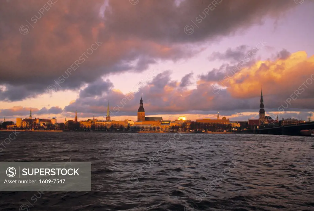 Riga from across Daugava river, Latvia