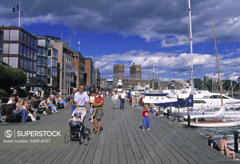 Harbour & Aker Brygge Shopping district, Oslo, Norway