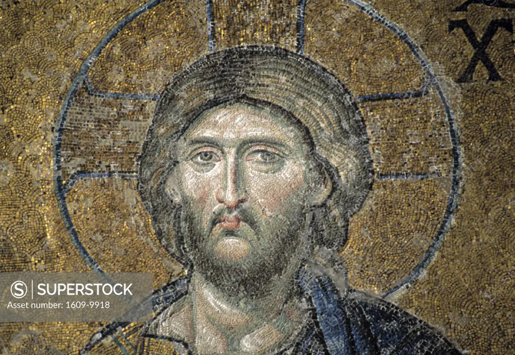 Byzantine mosaic of Christ, Hagia Sophia, Istanbul, Turkey