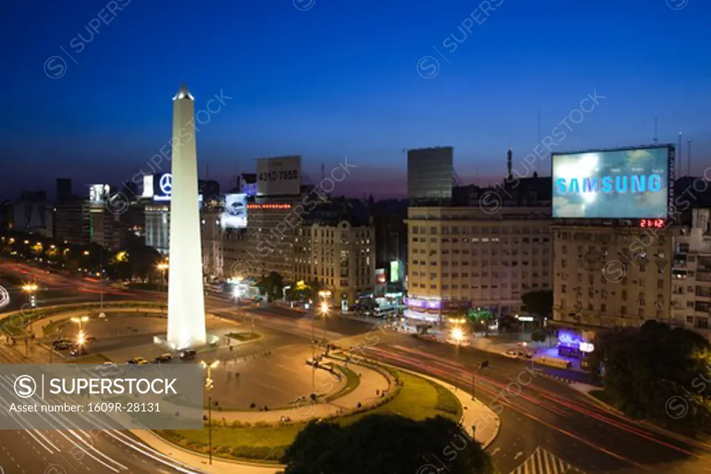 Argentina, Buenos Aires, El Obelisko, Plaza de la Republica, and Avenida 9 de Julio