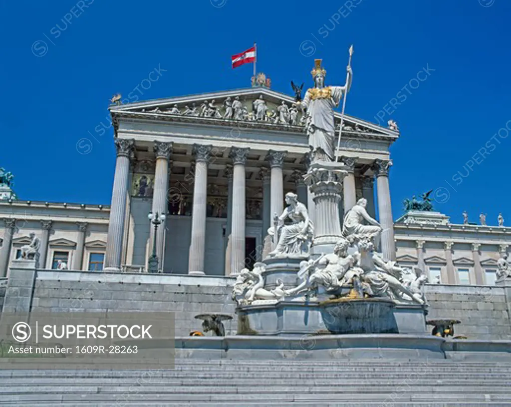 Parliament and Pallas Athene Fountain, Vienna, Austria
