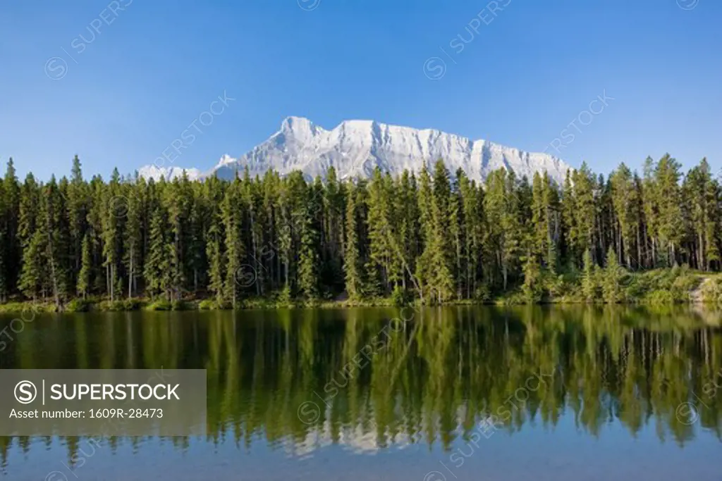 Mt. Rundle and Two Jack Lake, Banff National Park, Alberta, Canada