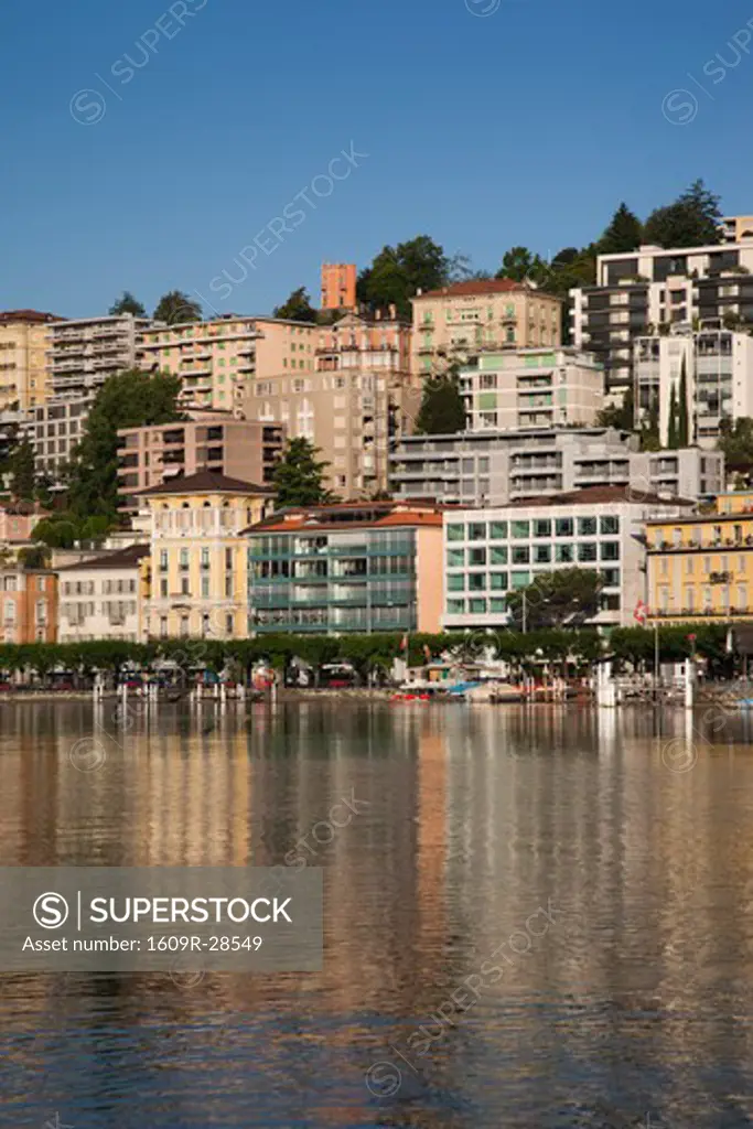Switzerland, Ticino, Lake Lugano, Lugano, lakefront by Riva Vela