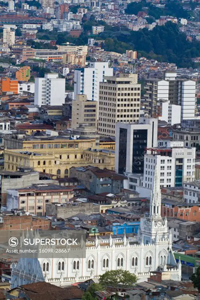 Colombia, Caldes, Manizales, Manizales city centre and Iglesia de Immaculada Conception