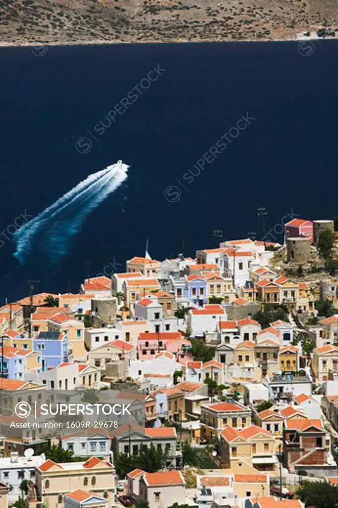 GREECE-Dodecanese Islands-SYMI-Symi Town/Horio: View of Horio (Upper Town)