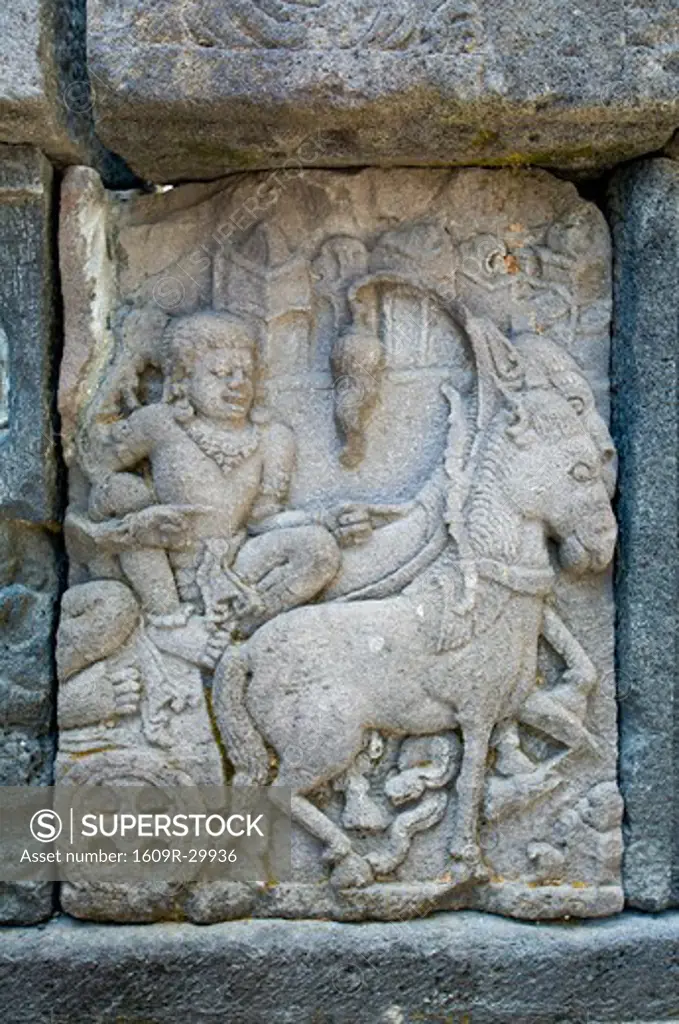 Stone carving of Prambanan Hindu temple, UNESCO World Heritage Site, Yogyakarta, Java, Indonesia