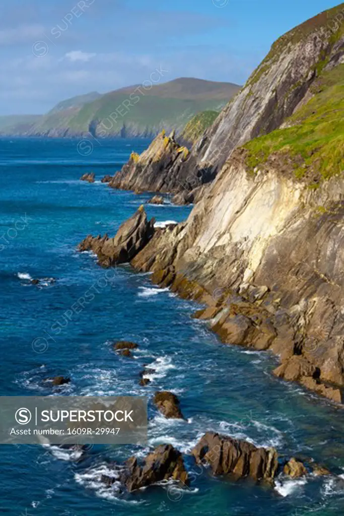Dunmore Head looking towards the Blasket Islands, Dingle Peninsula, County Kerry, Munster, Republic of Ireland