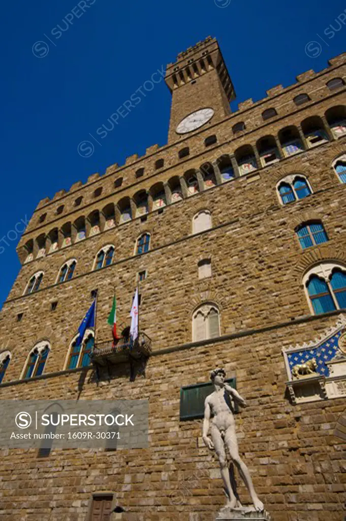 Palazzo Vecchio and Statue of David, Florence, Italy