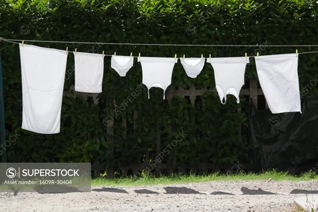 Italy, Lombardy, Mantua, white laundry drying