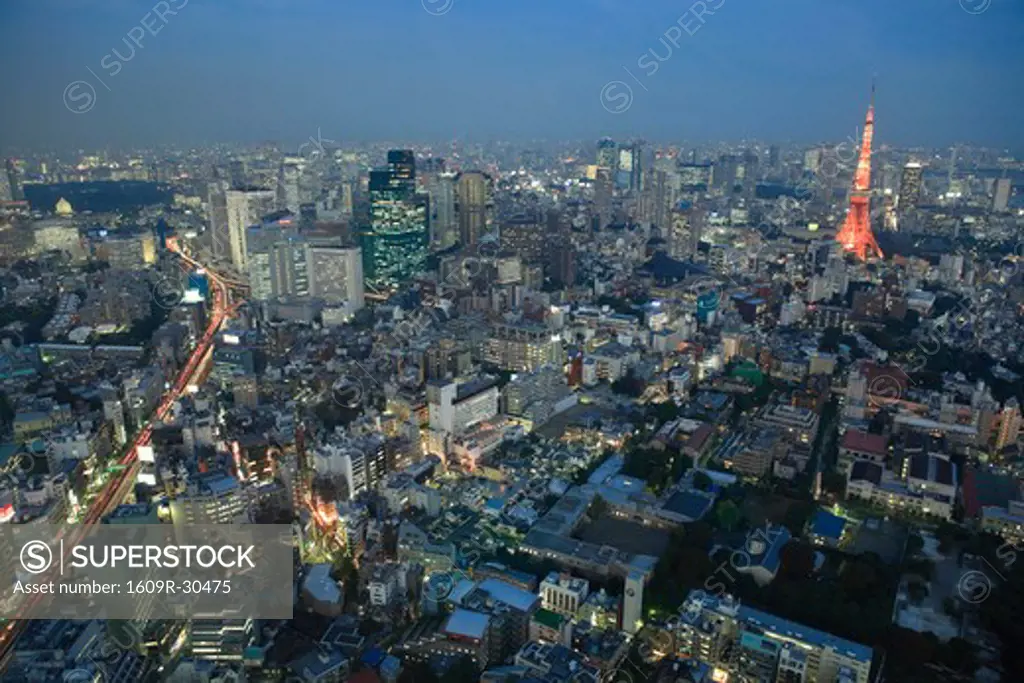 Japan, Honshu Island, Aerial View of Tokyo from Roppongi Tower
