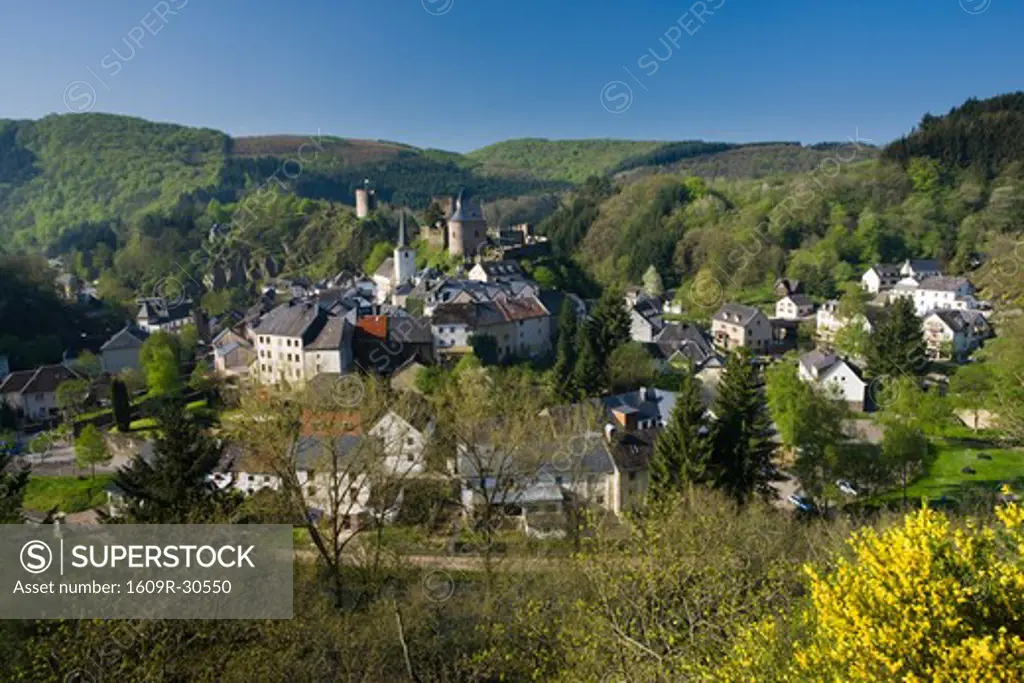 Luxembourg, Sure River Valley, Esch-sur-Sure, Town View