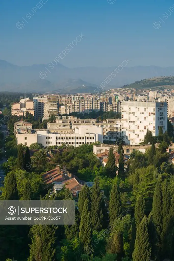 Montenegro, Podgorica, Capital of Montenegro, Morning City View from Gorica Hill