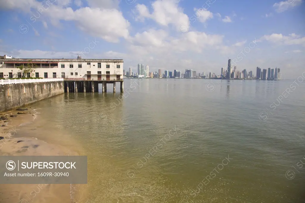 Panama, Panama City, City skyline from Casco Viejo