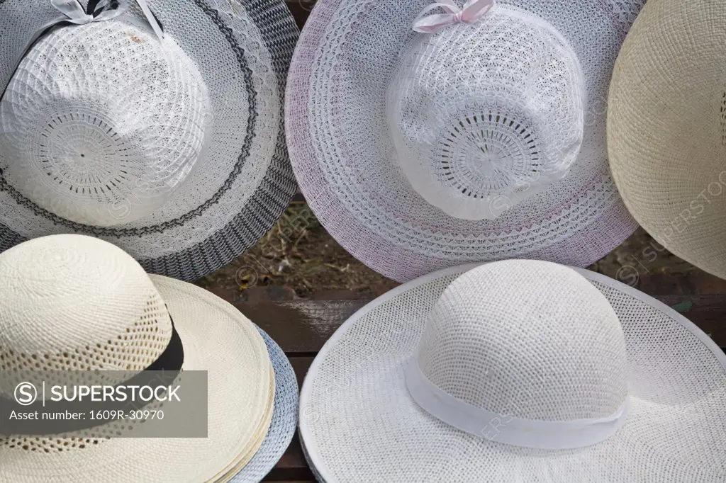 Panama, Panama City, Casco Viejo, Panama hats for sale