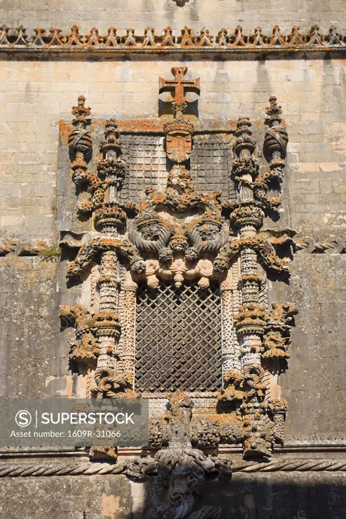 Manueline Window, Convento de Cristo (UNESCO world Heritage), Tomar,  Ribatejo, Portugal