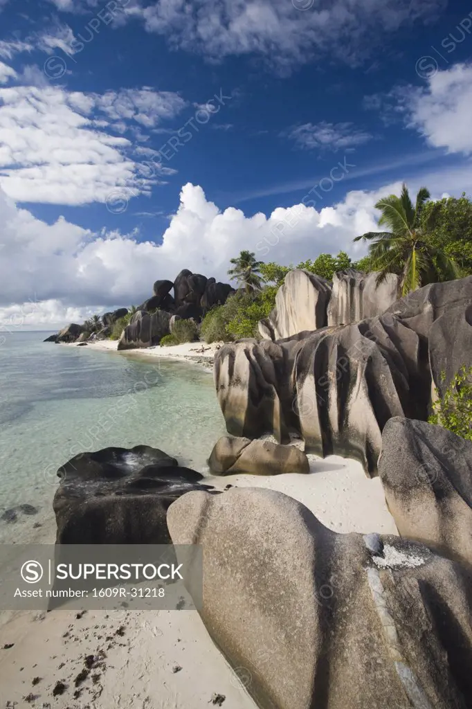 Seychelles, La Digue Island, L'Union Estate Plantation, Anse Source D'Argent beach
