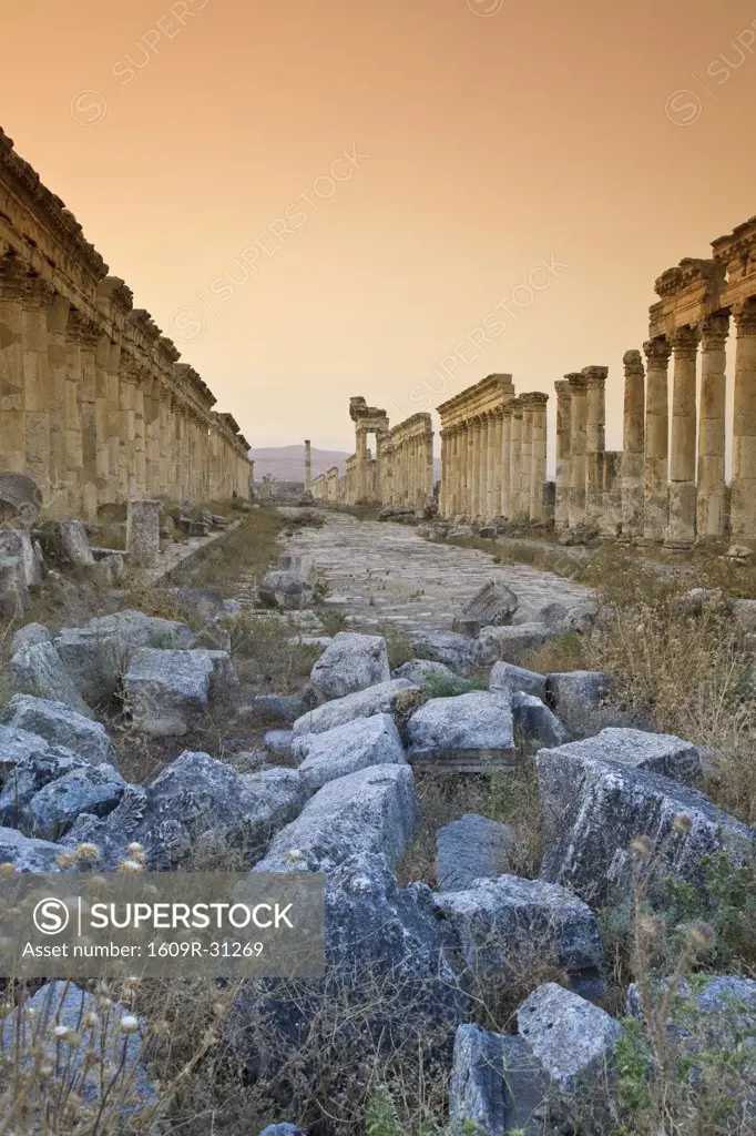 Syria, Apamea (Afamia) Archaeological Site (founded 3rd Century BC), 2km Cardo (Roman Colonnade Main Street)