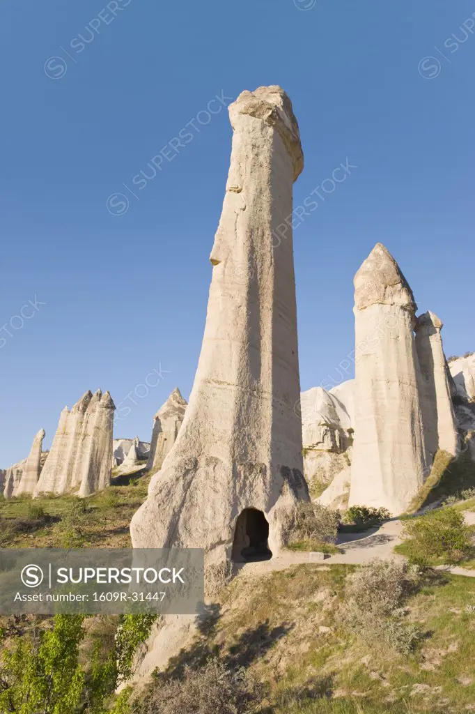 Volcanic tufa rock pillars (Fairy Chimneys), Love Valley near Goreme, Cappadocia, Turkey