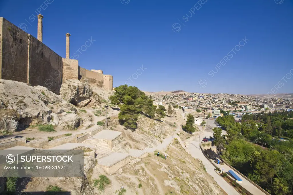 Turkey, Eastern Turkey, Sanliurfa - Urfa, Sanliurfa castle, Pair of Columns know as the Throne of Nemrut