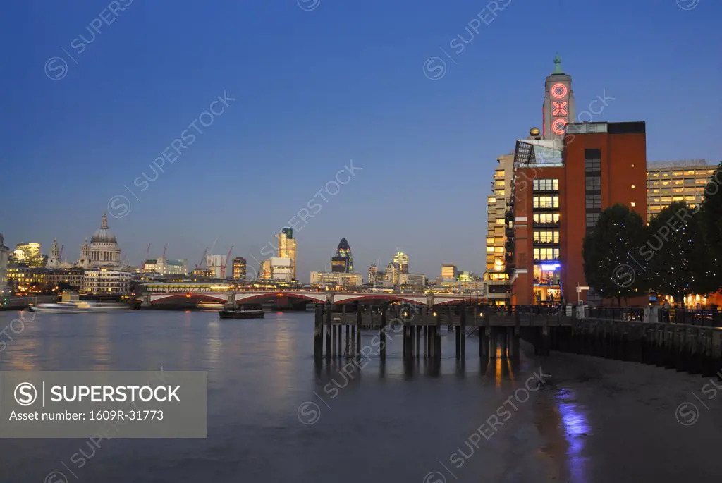 River Thames & The City & OXO Tower, London, England