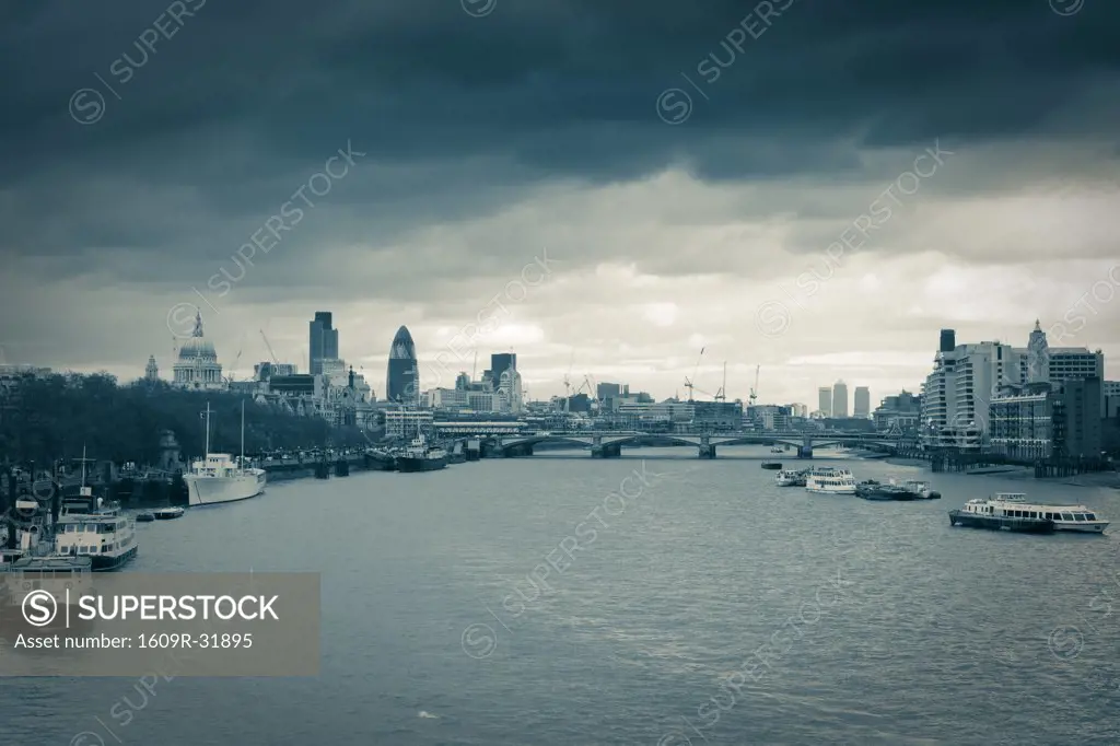 River Thames and City of London,  London, England
