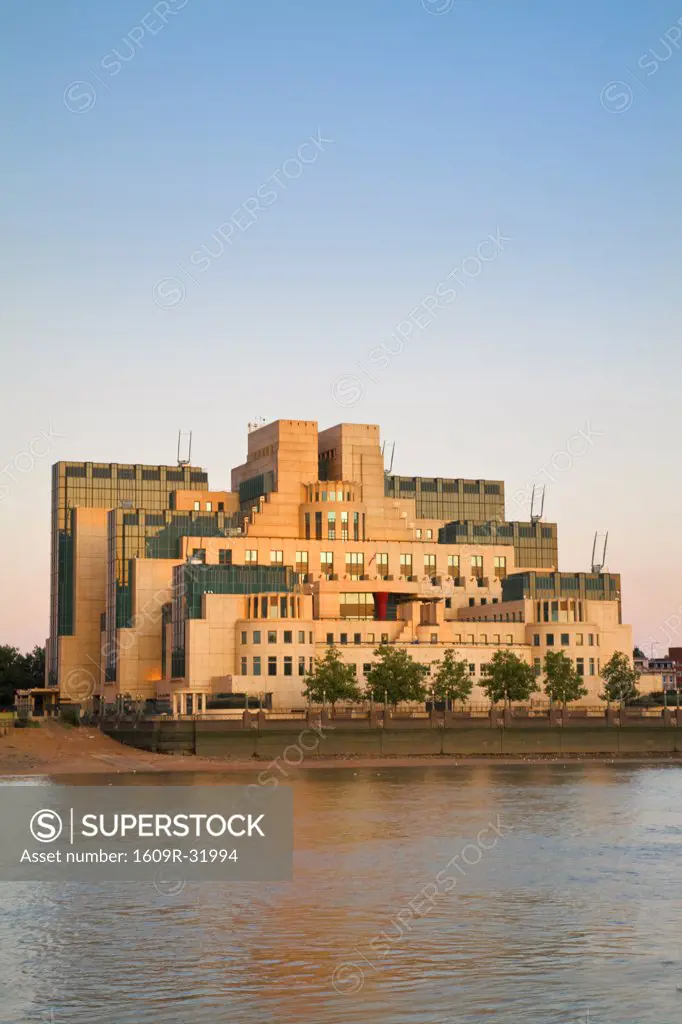 England, London, Vauxhall, MI6 (Secret Intelligence Service) Building on the banks of the Thames river