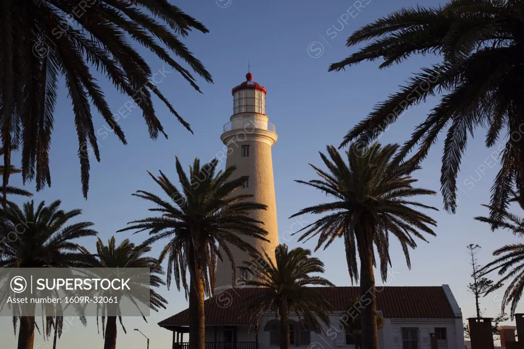 Uruguay, Punta del Este, town lighthouse, sunset