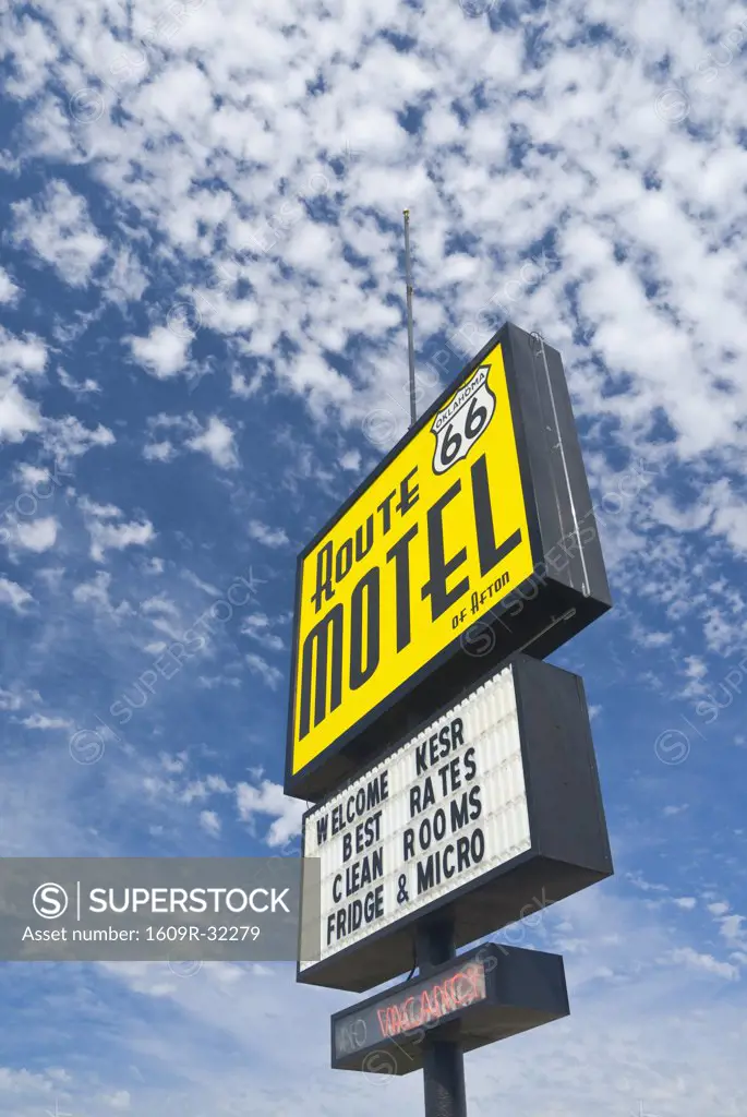 USA, Oklahoma, Route 66, Afton, Motel sign