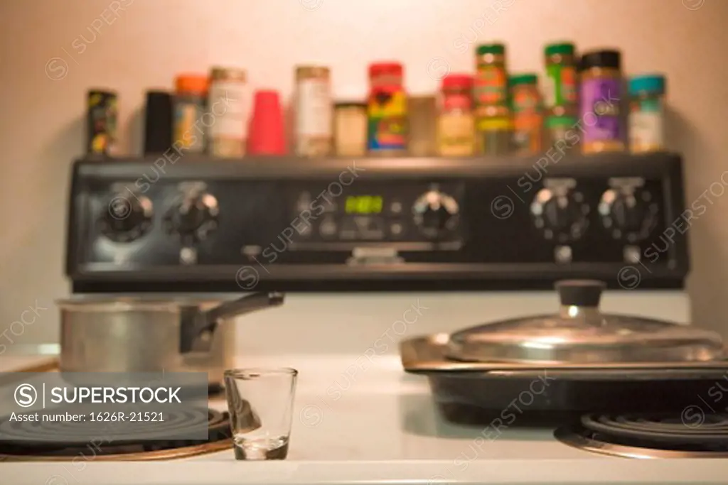 Electric Stove Top with Pots and Pans