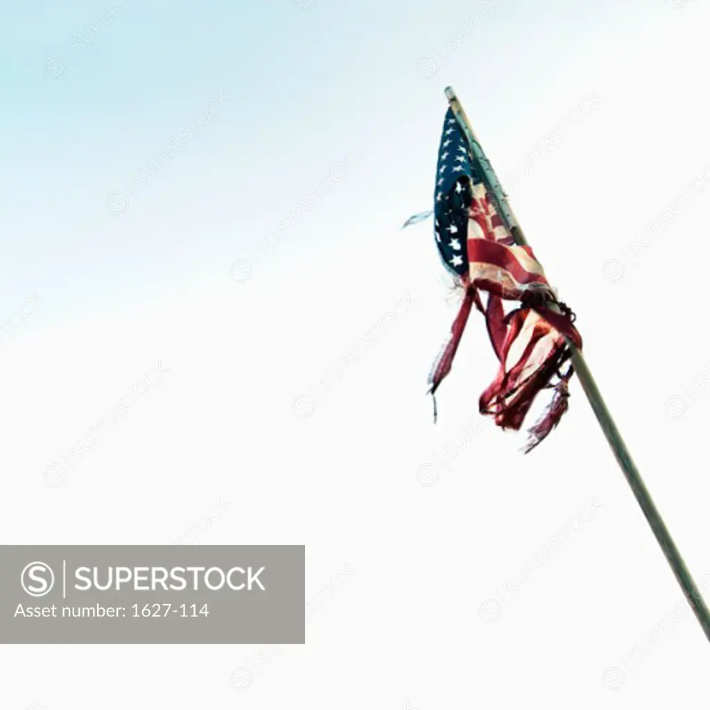 Low angle view of an American flag fluttering