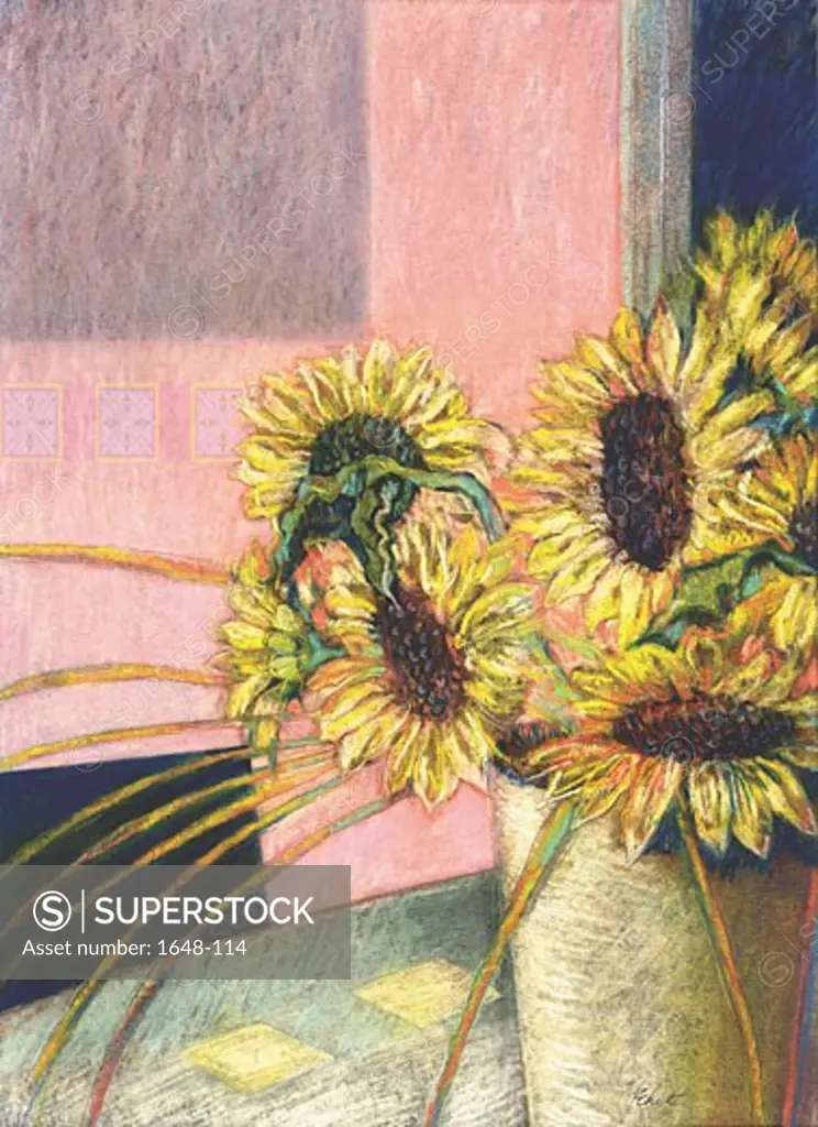 Buttered Sunflowers Connie Fekete (b.20th C American) Pencil & pastel