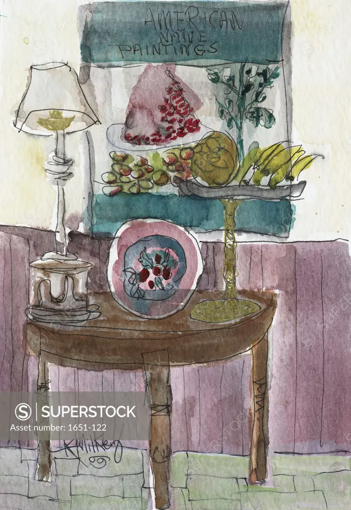 (MJ) Breakfast Room 2003 Kathryn Hannan Milkey (b.1932 American) Watercolor