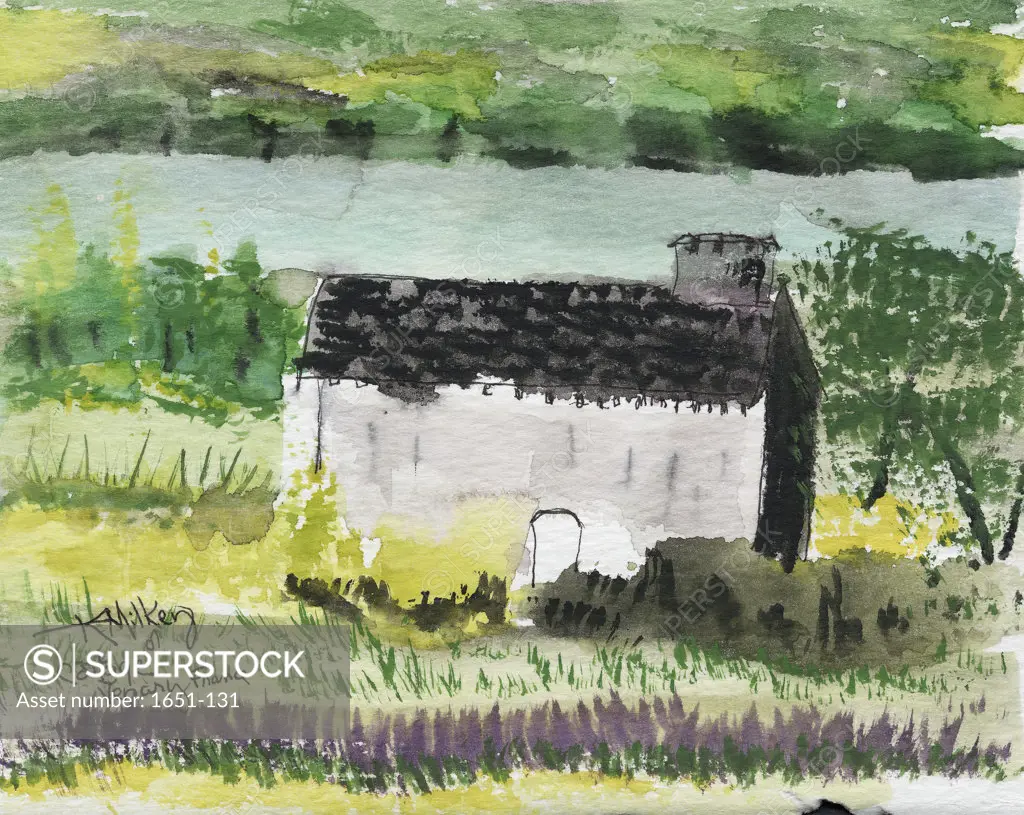 Cottage, Venary, France 2003 Kathryn Hannan Milkey (b.1932 American) Watercolor