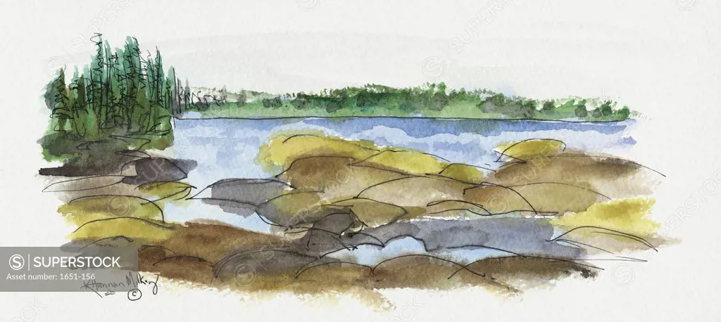 Pemaquid, Maine (Lighthouse) 2004 Kathryn Hannan Milkey (b.1932 American) Watercolor