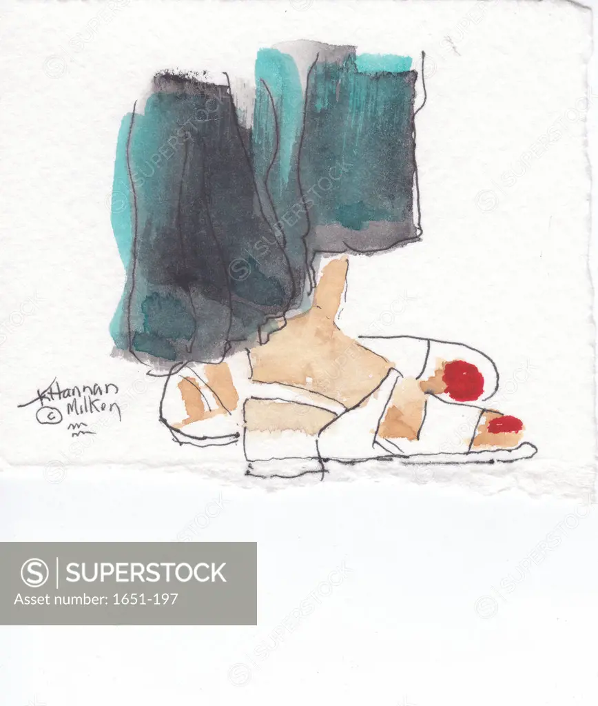 Shoes #5, Kathryn Hannan Milkey (b.1932 American) watercolor