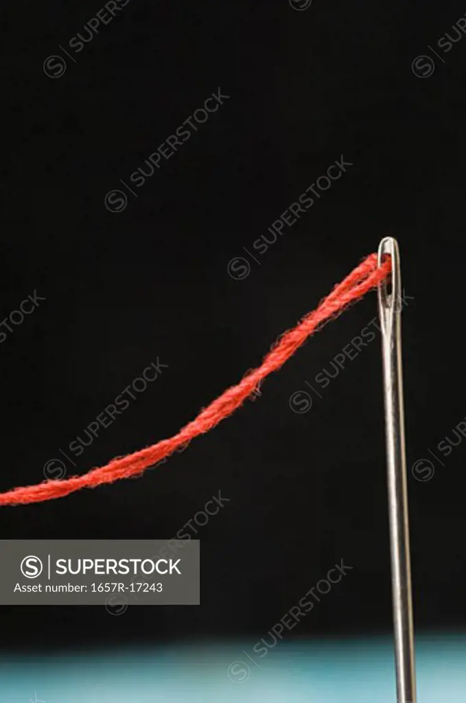 Close-up of a needle and a thread