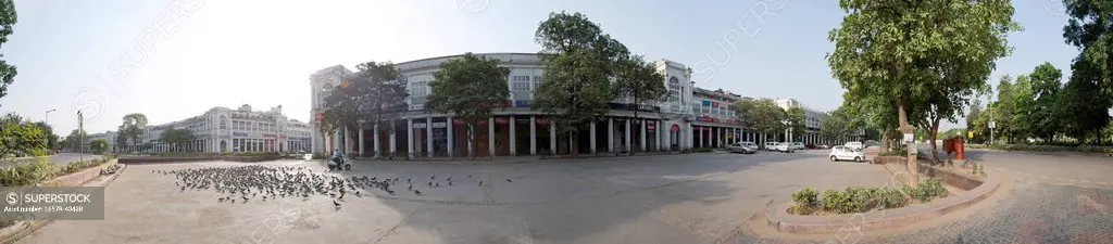 Panoramic view of a market, Connaught Place, New Delhi, Delhi, India