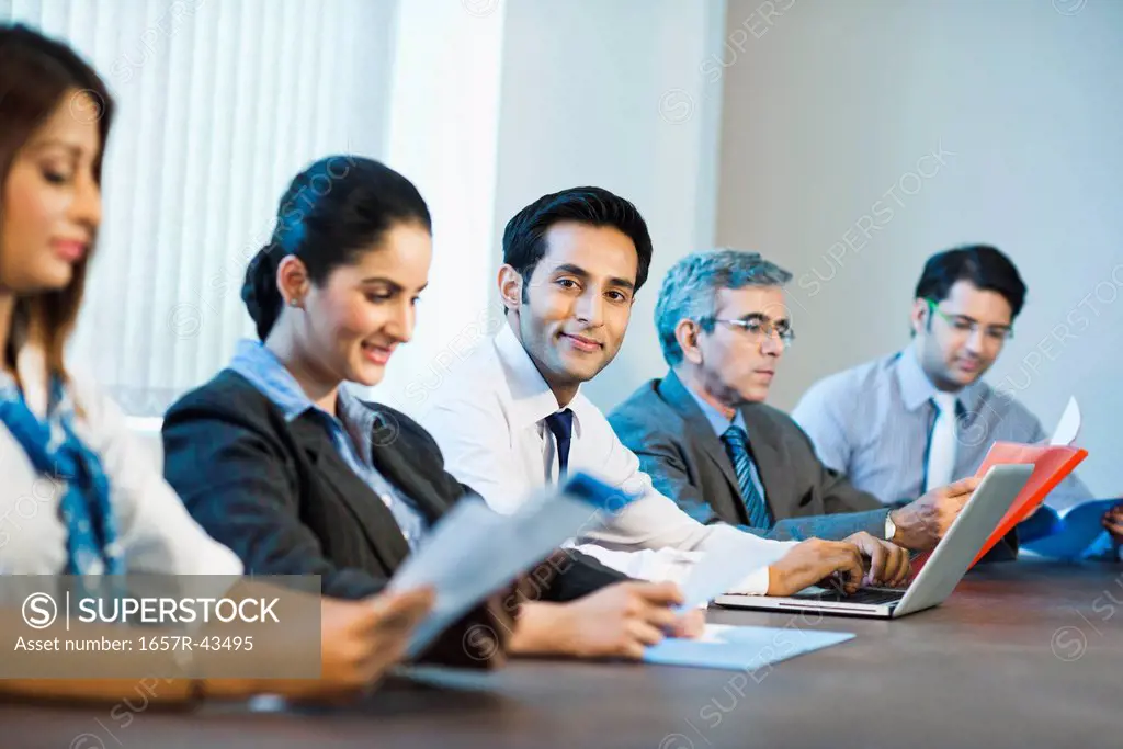 Businessman in a meeting with colleagues