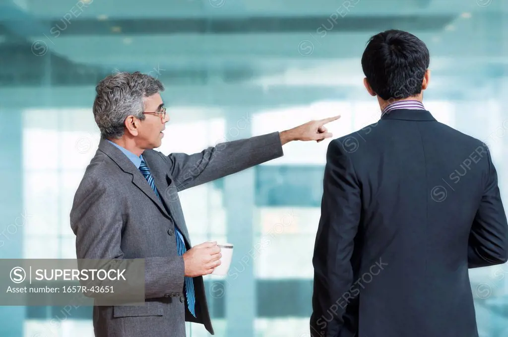 Businessman giving direction to his colleague